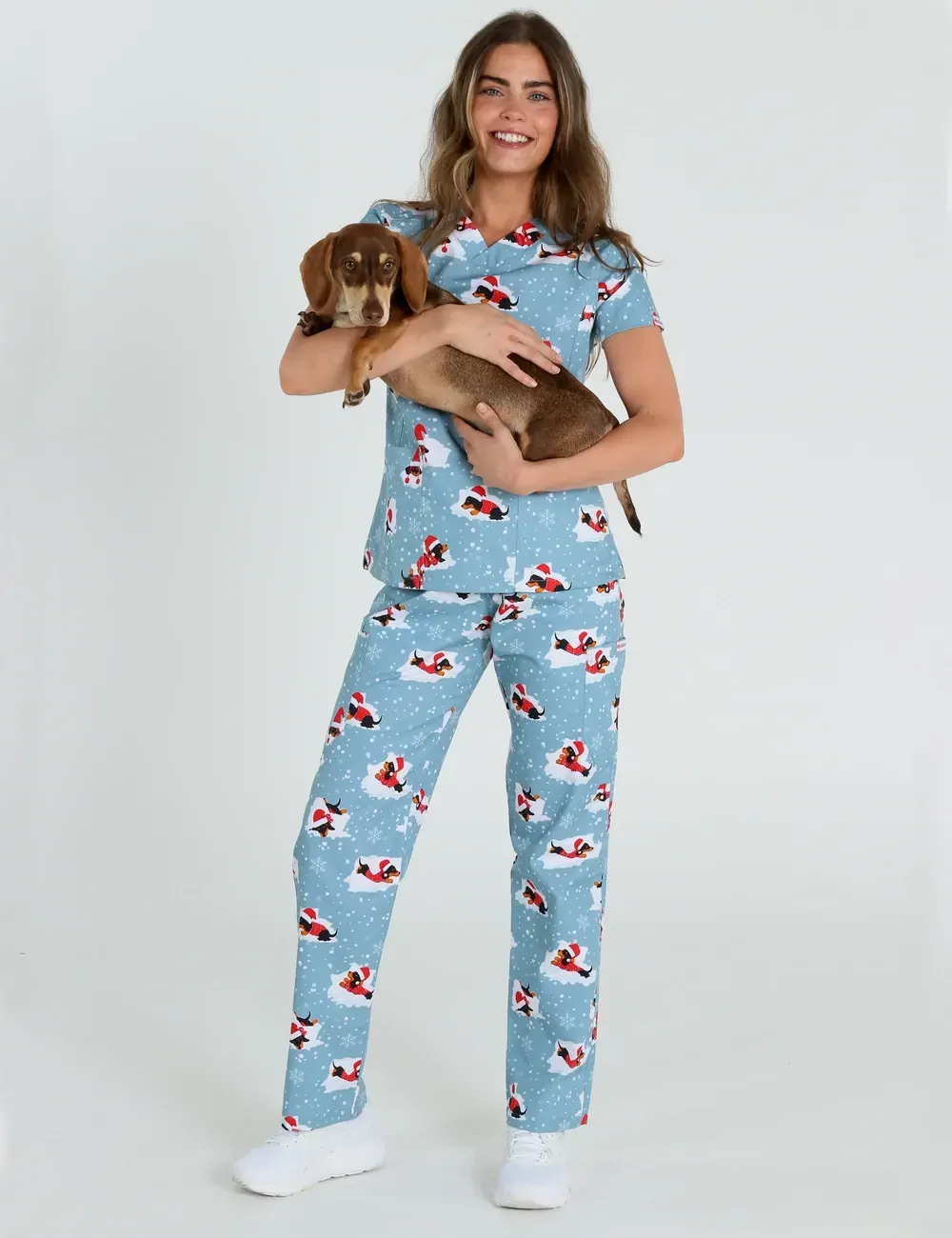 Dachshund Doggy Christmas Snuggles Women's Cargo Scrub Pants - XL - 4
