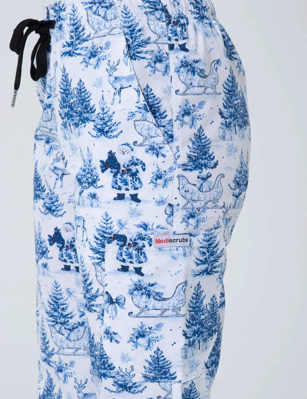 Noel' Heritage Christmas Toile Cargo Scrub Pants (Unisex) - XXS - 4