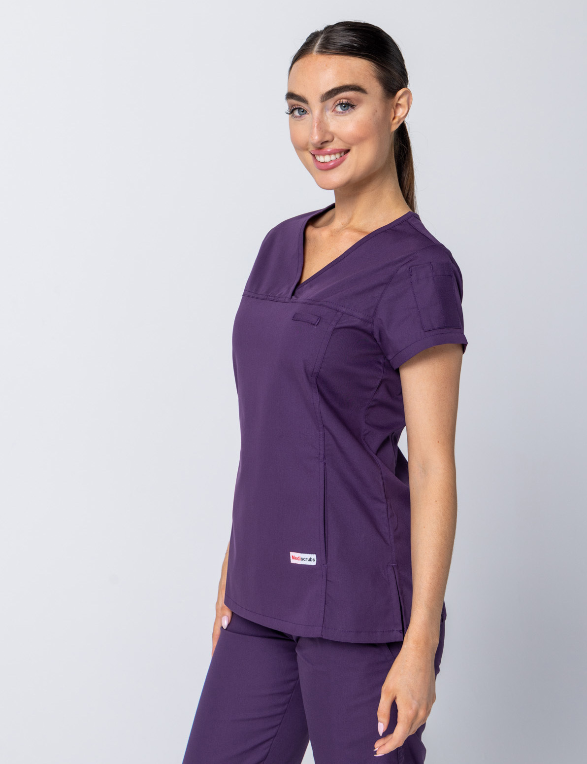 Women's Fit Solid Scrub Top - Aubergine - 3X Large - 4
