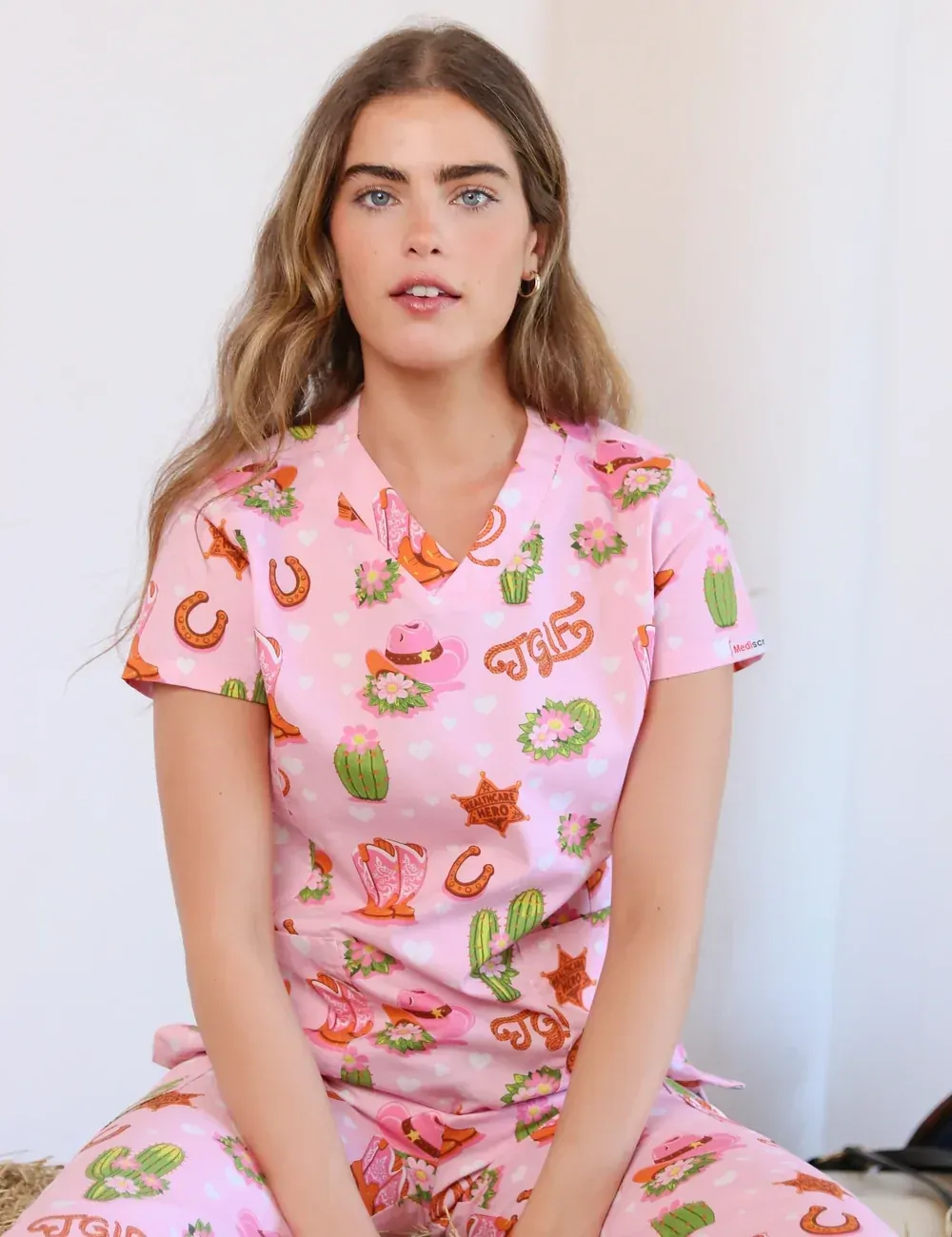 TGIF Boot Scootin' Friyay Women's Slim Fit Scrub Top - XXS - 5