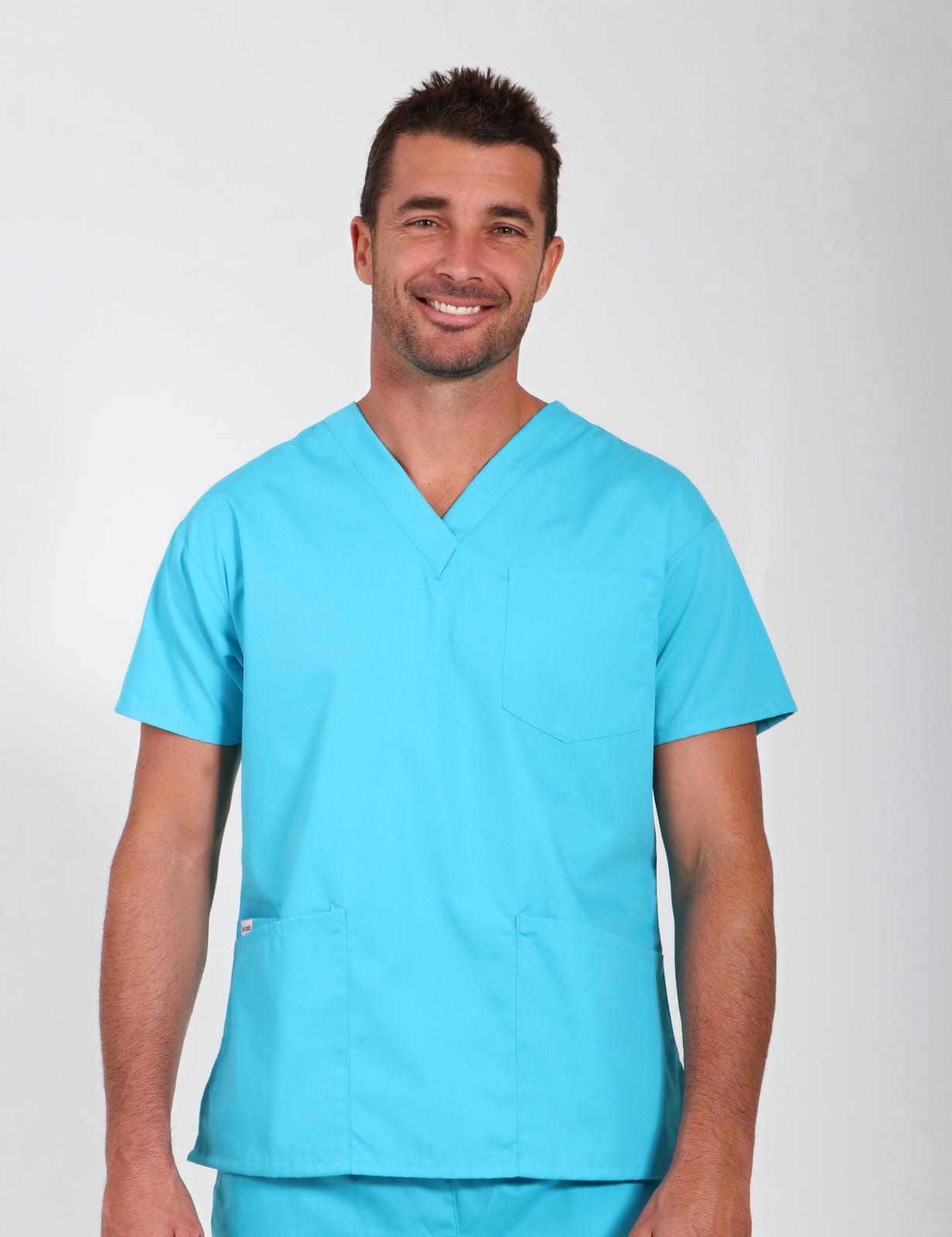 4 Pocket Scrub Top - Aqua - 5X Large - 5