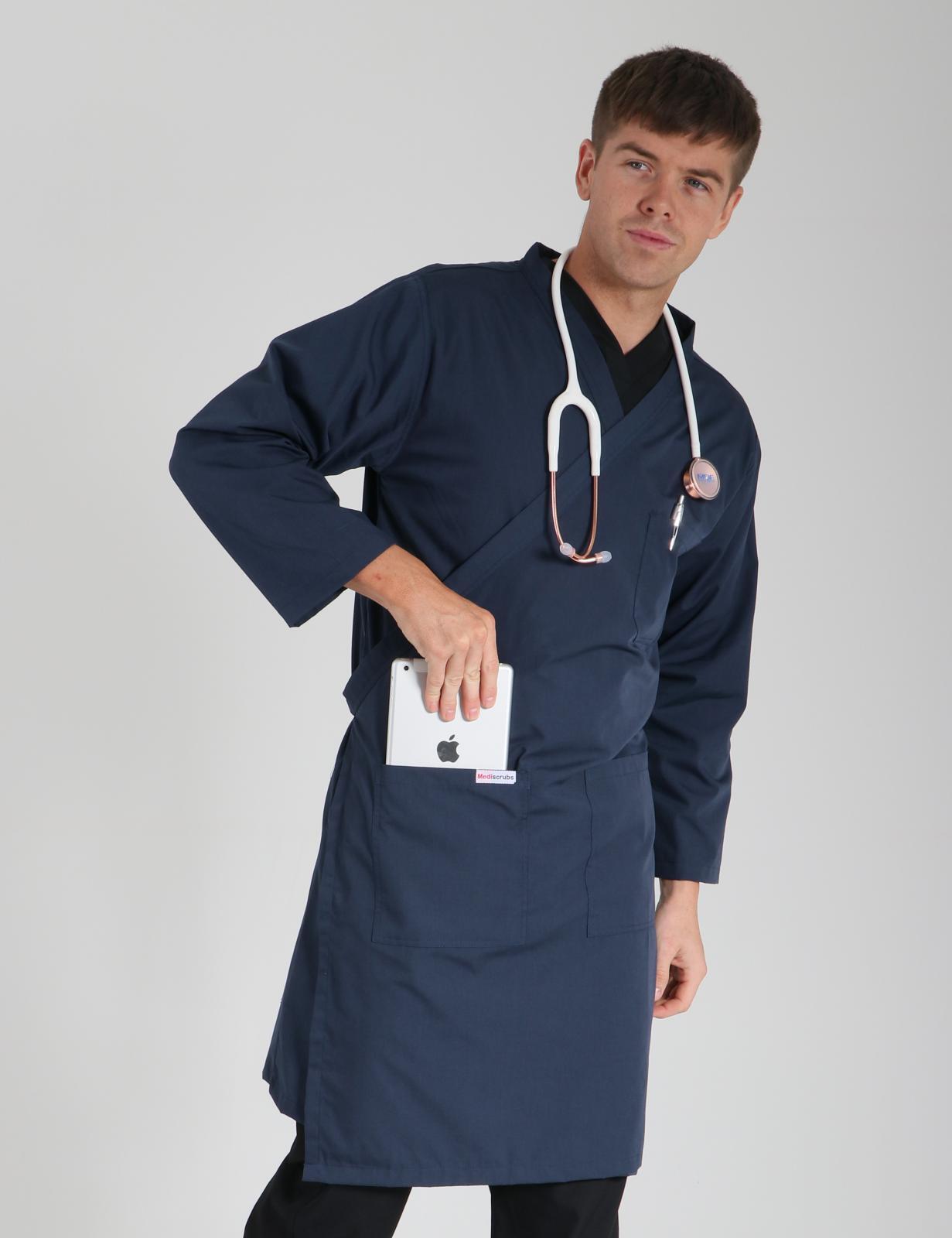 Wrap Around Lab Coat - Navy - X Small - 4