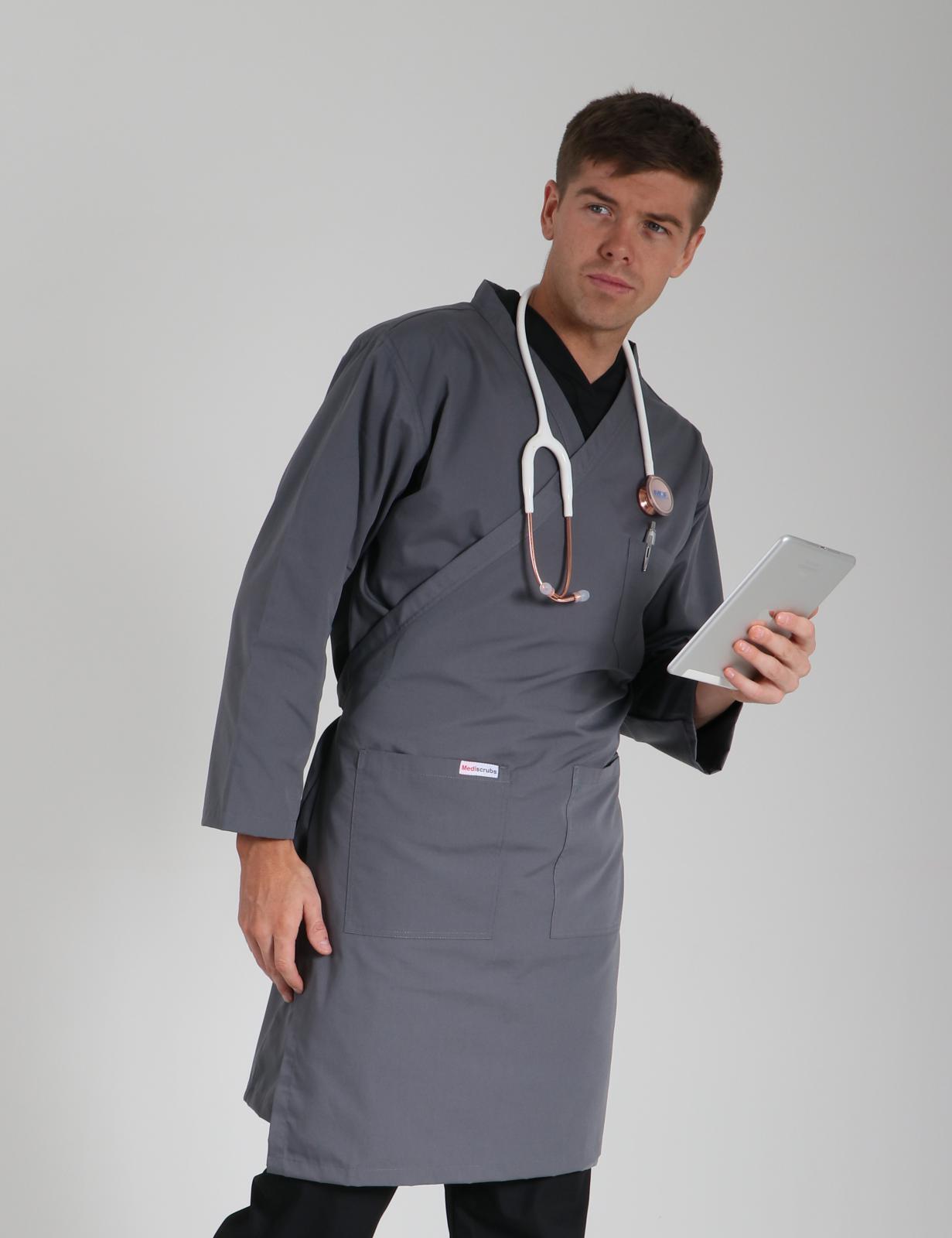 Wrap Around Lab Coat - Steel Grey - 4X Large - 4
