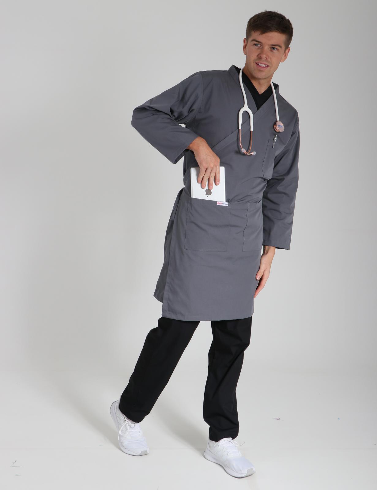 Wrap Around Lab Coat - Steel Grey - 4X Large - 5