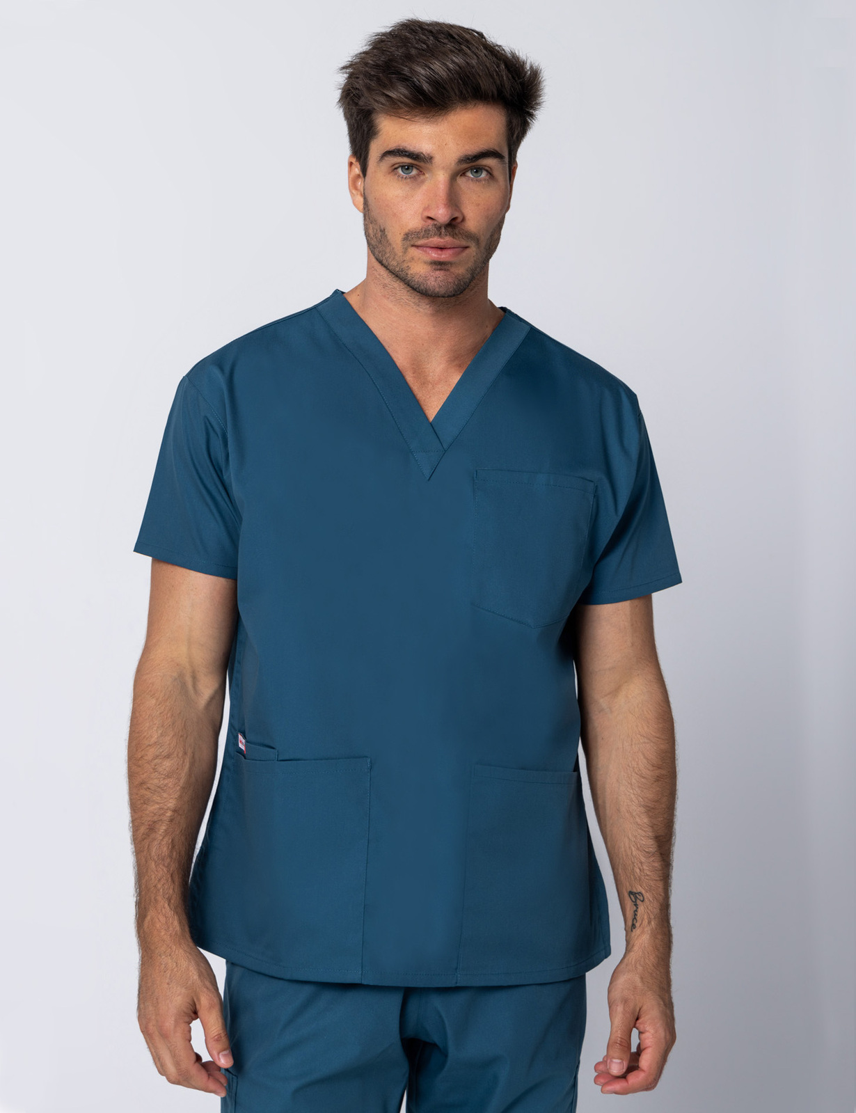 Men's 4 Pocket Scrub Top - Caribbean - X Small
