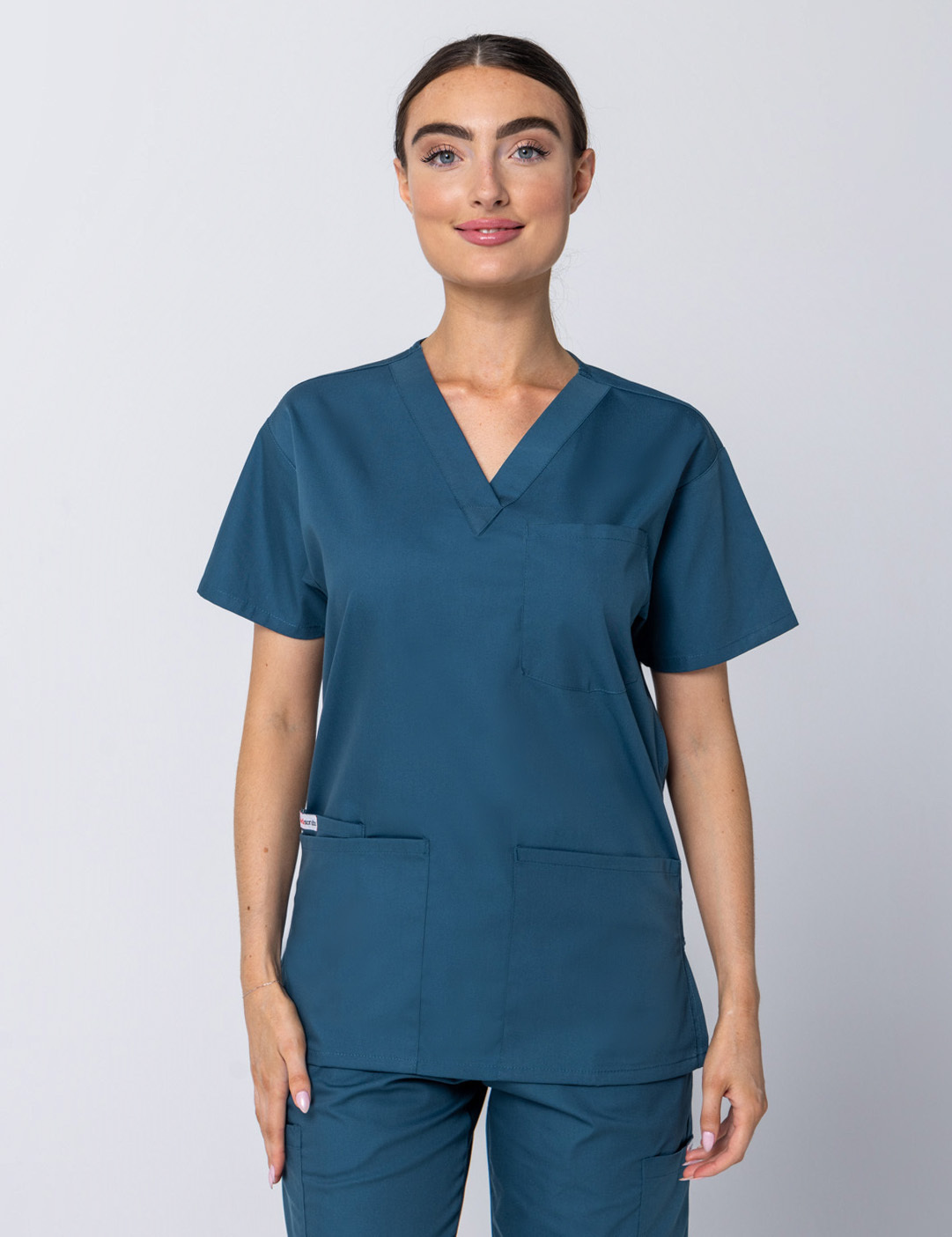 Women's 4 Pocket Scrub Top - Caribbean - Large