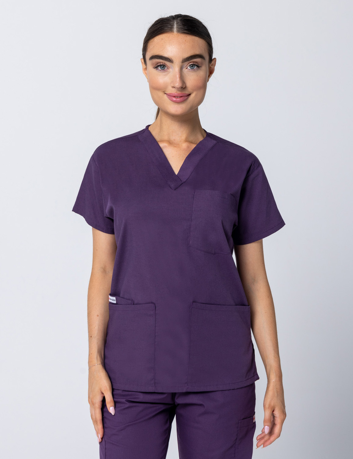 Women's 4 Pocket Scrub Top - Aubergine - 3X Large