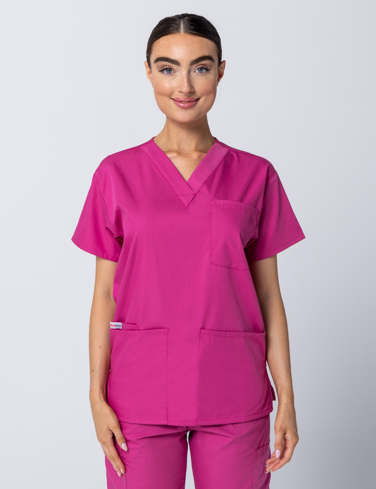 Women's 4 Pocket Scrub Top - Pink - Large