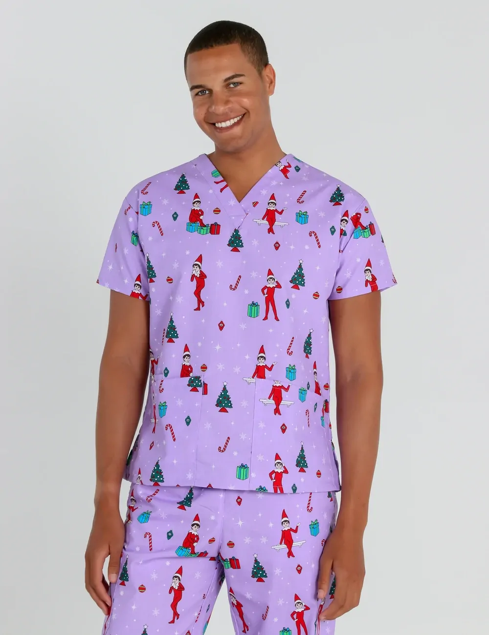 It's Christmastime Men's Classic Scrub Top featuring The Elf on the Shelf® - XXS