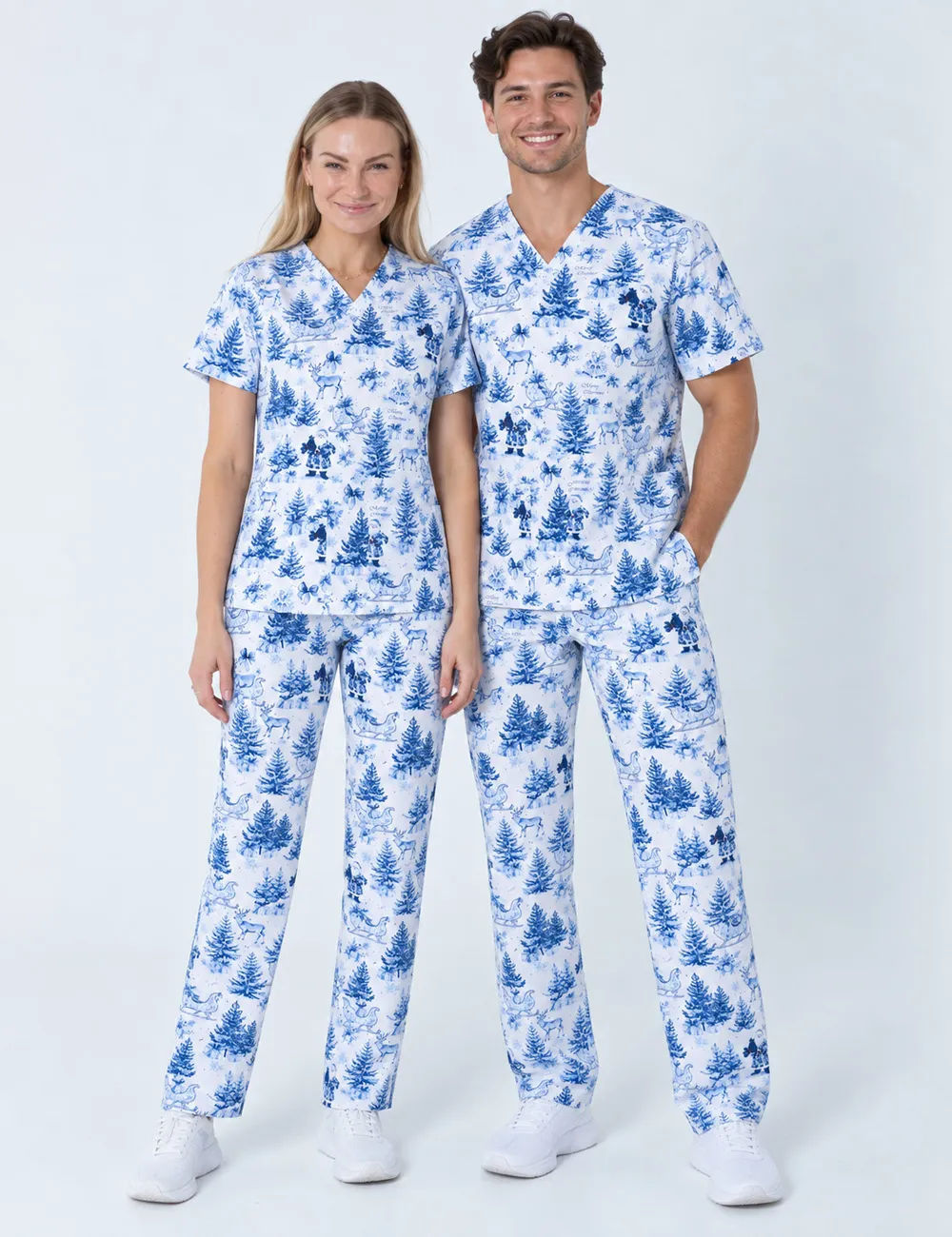 Noel Heritage Christmas Toile Classic Scrub Top (Unisex)