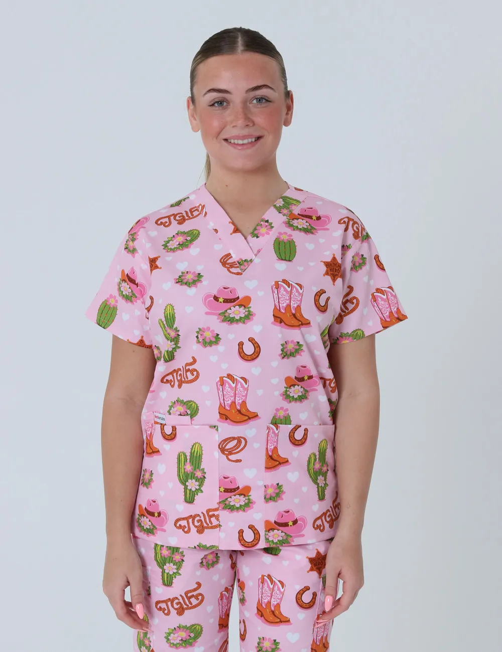 TGIF Boot Scootin' Friyay Classic Scrub Top