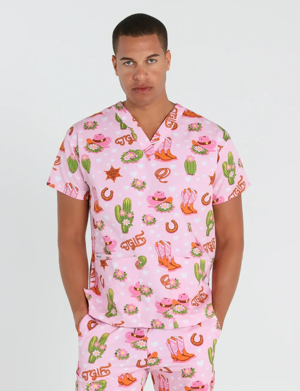 TGIF Boot Scootin' Friyay Men's Classic Scrub Top - XXS