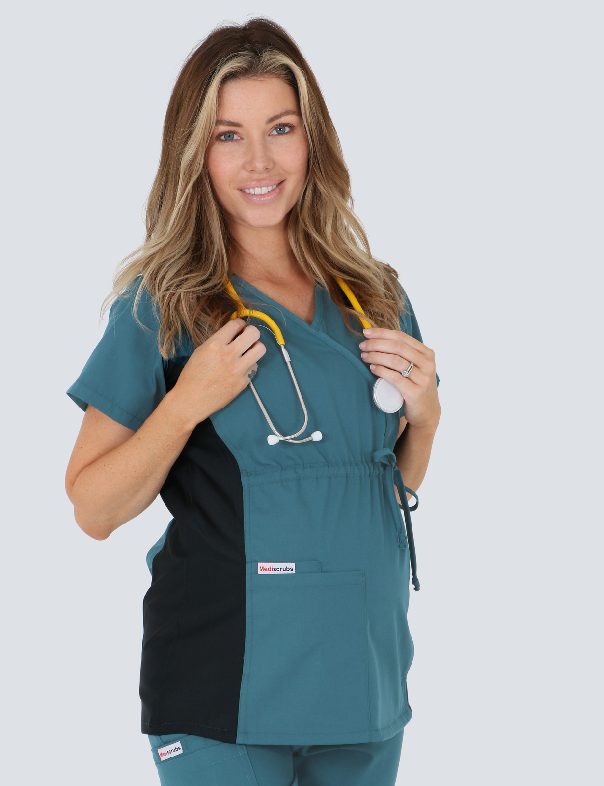 Maternity Scrub Top With Spandex Panel