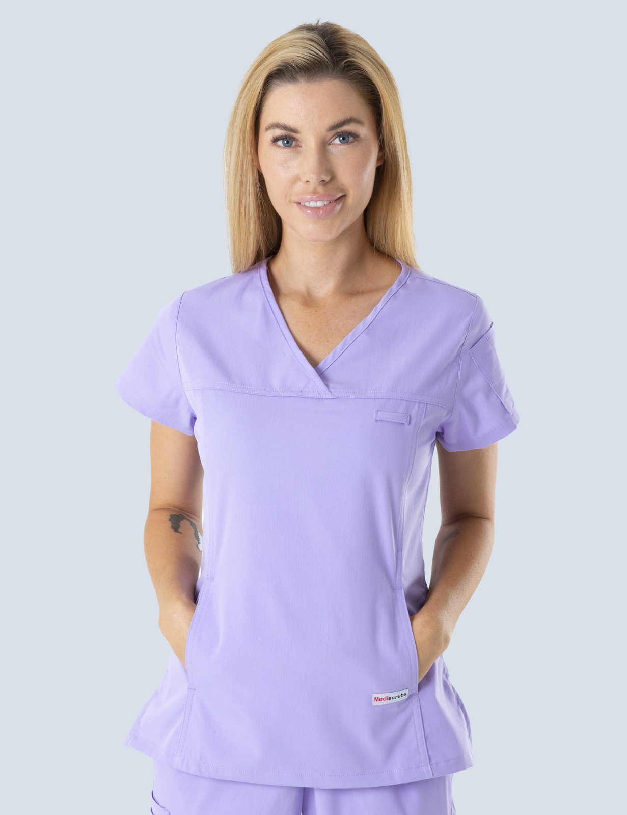 Queensland Children's Hospital Emergency Department Registrar Uniform Top Bundle  (Women's Fit Top in Lilac  incl Logos)
