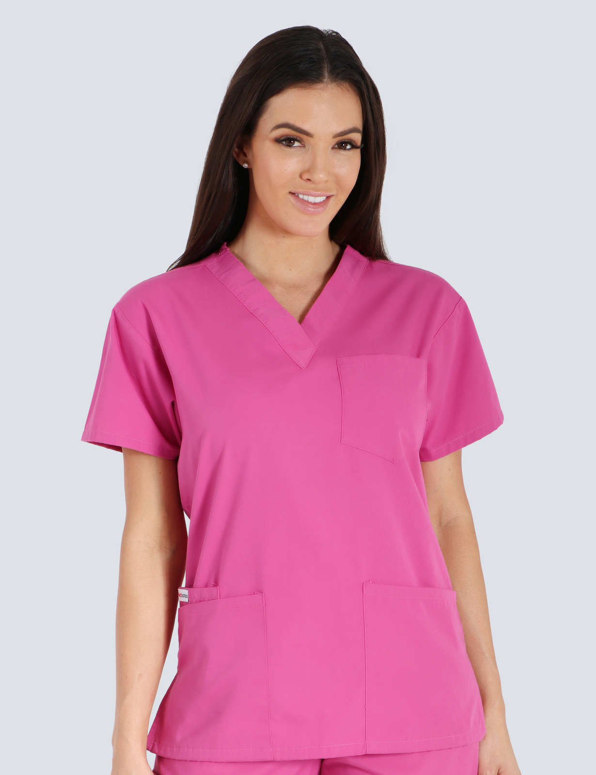Queensland Children's Hospital Emergency Department Assistant in Nursing  Uniform Top Bundle  (4 Pocket Top in Pink incl Logos)