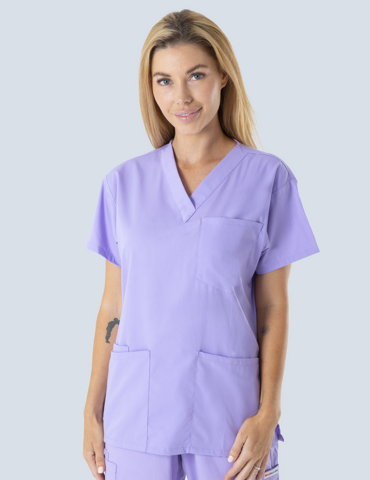 Queensland Children's Hospital Emergency Department Senior Medical Officer Uniform Top Bundle  (4 Pocket Top in Lilac  incl Logos)