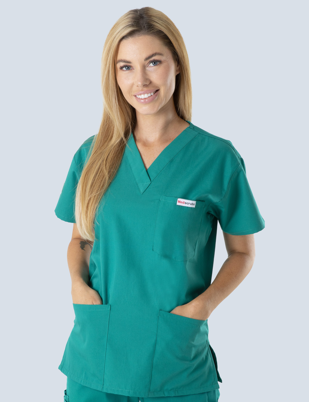 Queensland Children's Hospital Emergency Department Clinical Nurse  Uniform Top Bundle  (4 Pocket Top in Hunter  incl Logos)