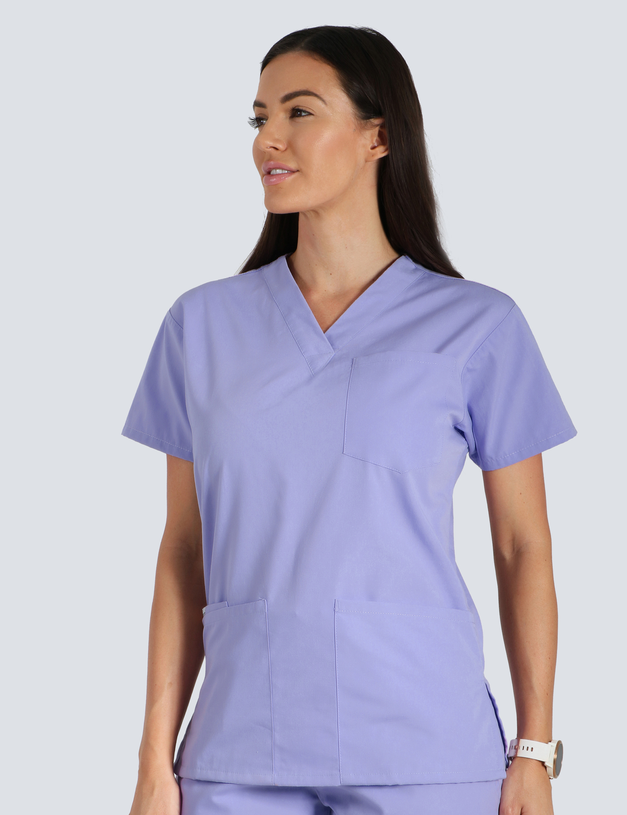 Queensland Children's Hospital Emergency Department Clinical Nurse  Uniform Top Bundle  (4 Pocket Top in Lilav  incl Logos)