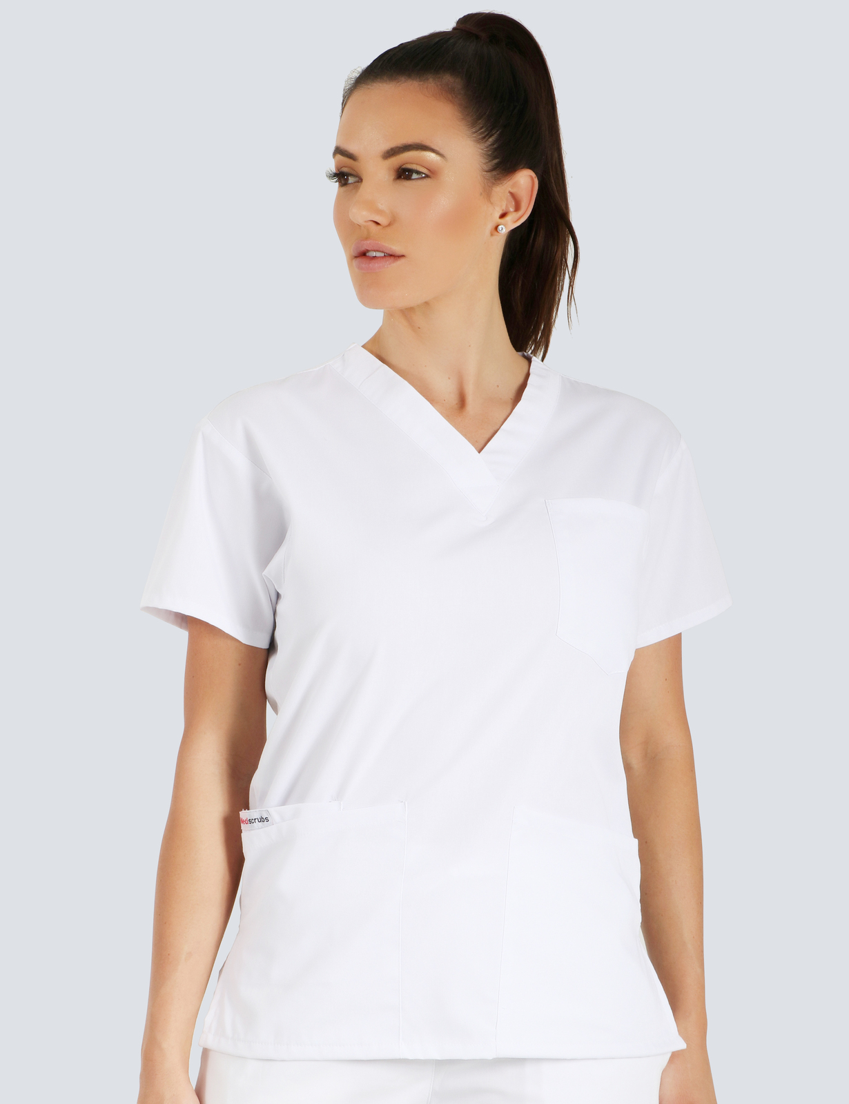 Queensland Children's Hospital Emergency Department Clinical Nurse  Uniform Top Bundle  (4 Pocket Top in White  incl Logos)