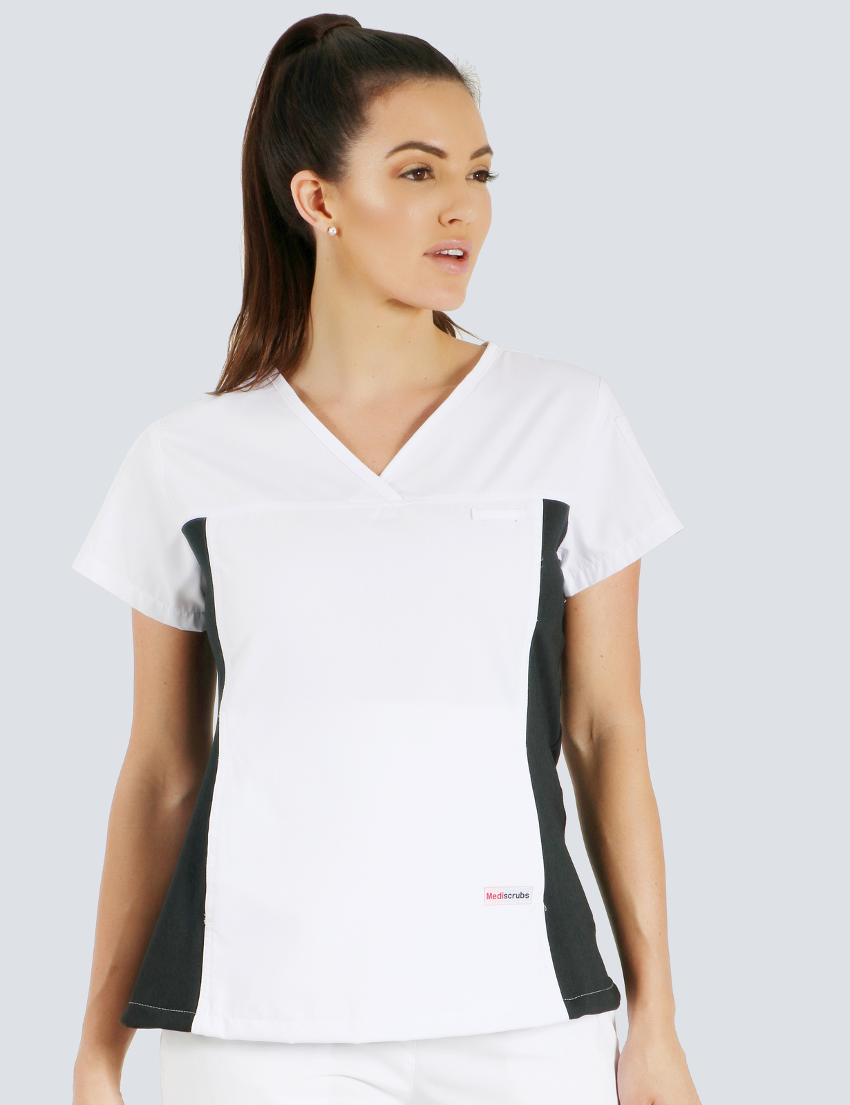 Ashmore Retreat Carer Uniform Top Only Bundle - (Women's Fit Spandex in White incl Logo) 