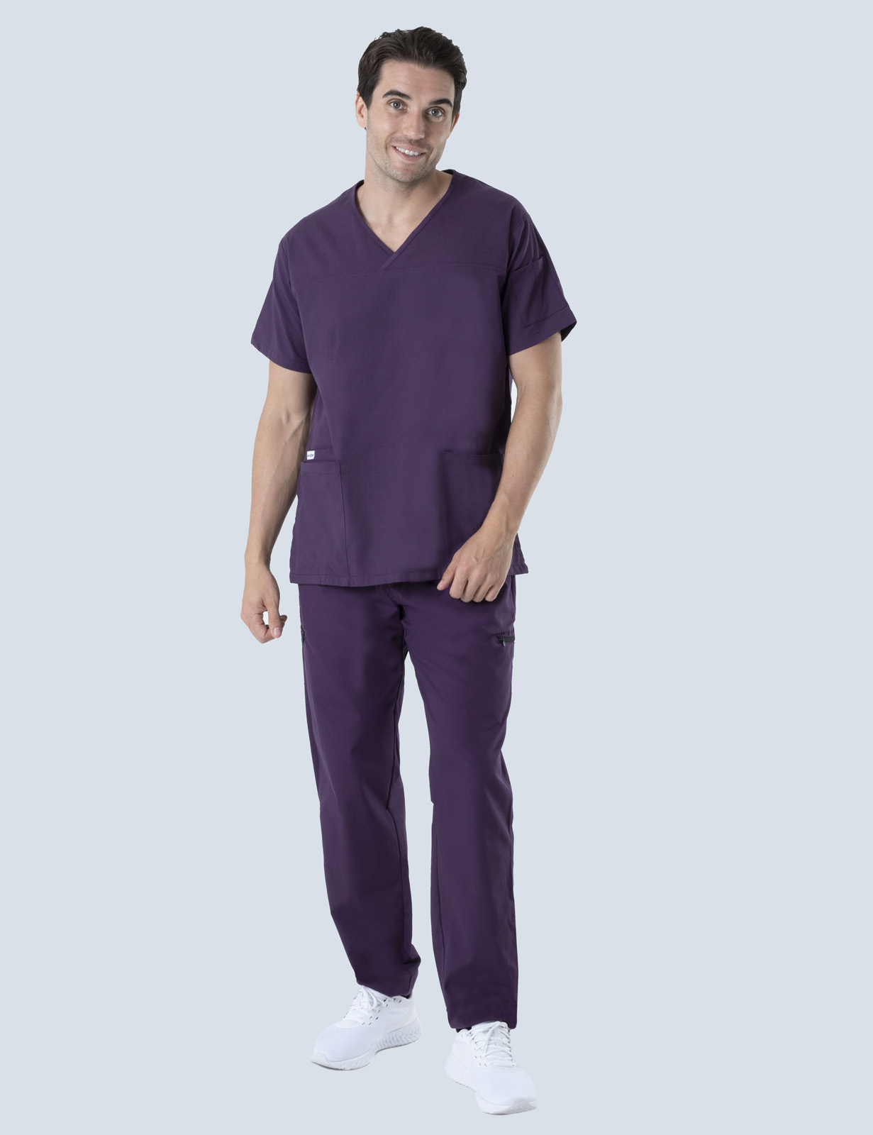 Townsville Hospital Pharmacy Uniform Top Only Bundle) Men's Fit Solid in Aubergine incl Logos)