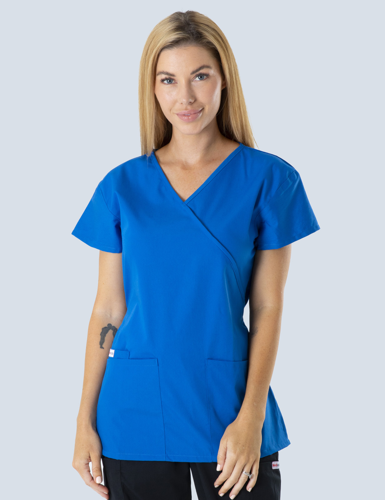 Mayfield Aged Care Assistant in Nursing Top Only Bundle (Mockwrap Top in Royal with Logos)