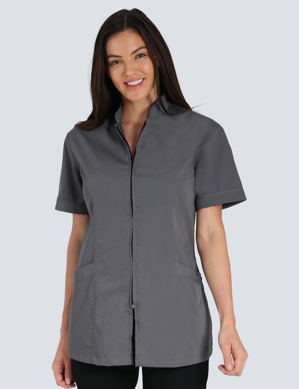 Dental Assistant Uniform Top Bundle (Nelli Top zip front in Grey incl Logo)