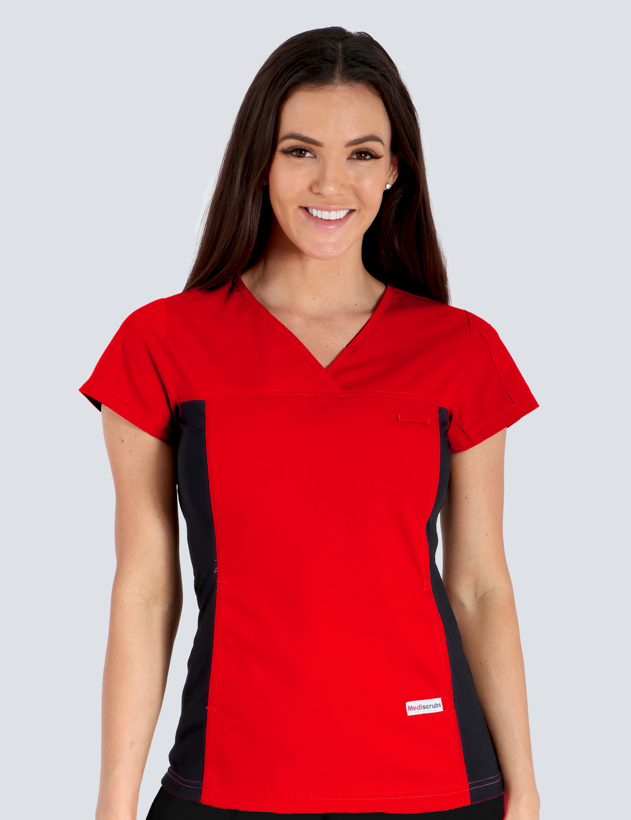 Emergency Department Administration Uniform Set Bundle (Women's Fit Spandex Top in Red and Regular pants in Black incl Logos)
