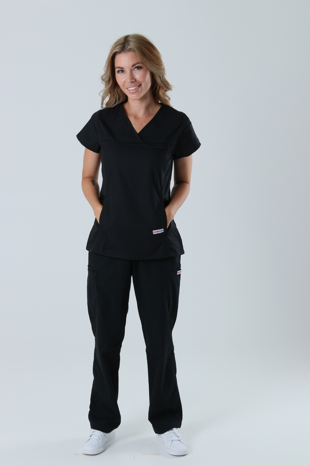 Royal Hobart Hospital Emergency Department Specialist Uniform Set Bundle (Women's Fit Top and Cargo Pants in Black  incl Logo)