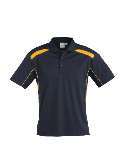 Mens United Short Sleeve Polo (Navy with Gold trim) - UQ Vets Equine