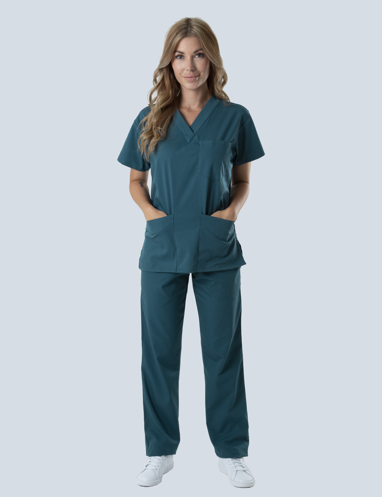 Rockhampton Hospital Enrolled Nurse Uniform Set Bundle((4 Pocket Top and Cargo Pants in Caribbean incl Logos)