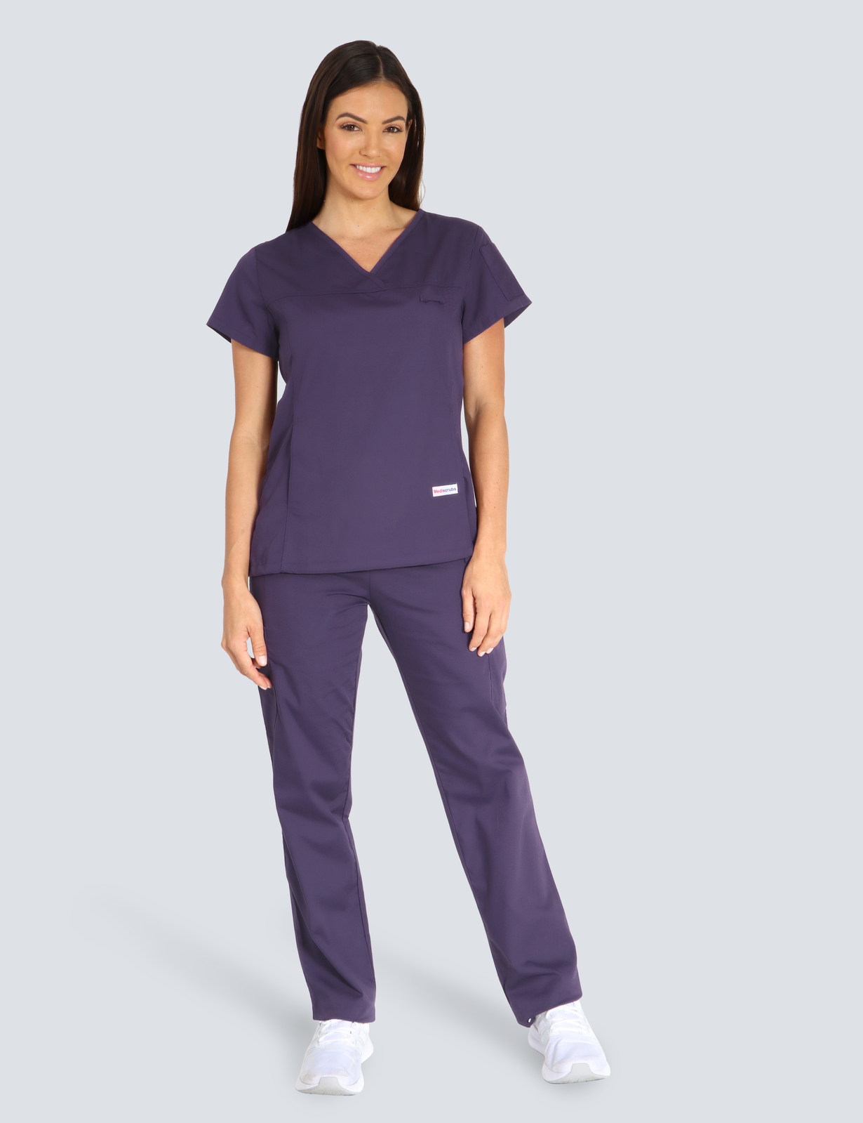 Toowoomba Hospital Pharmacy Assistant Uniform Set Bundle (Wome'ns Fit Solid Top and Cargo Pants in Aubergine incl Logo) 