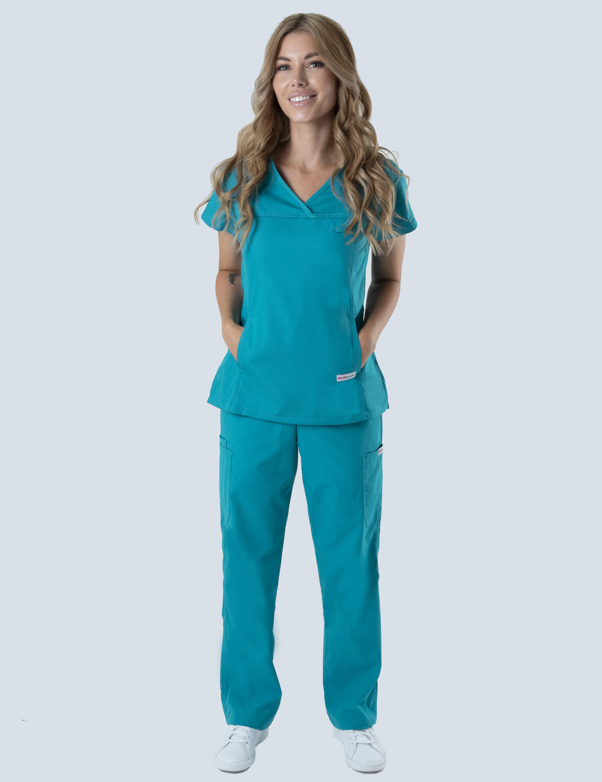 Belmont Private Hospital - ECT Registered Nurse Uniform Set Bundle (Women's Fit Solid Top and Cargo Pants in Royal + Logos)
