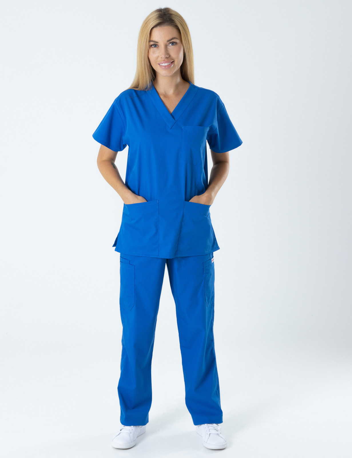Canberra Hospital Medical Imaging Radiographer Uniform Set Bundle (4 Pocket Top and Cargo Pants in Royal + Logos)