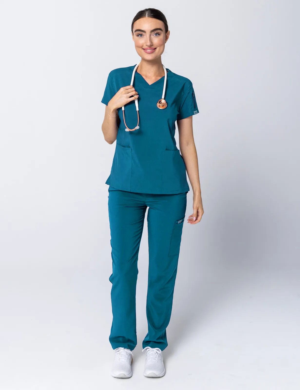 Tweed Health Super Clinic (Women's Scrub Top and Pants in Emerald Tide incl Logos)
