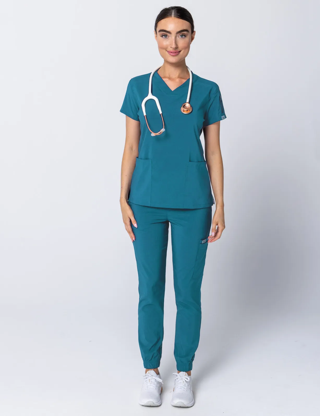 Tweed Health Super Clinic (Women's Scrub Top and Jogger Pants in Emerald Tide incl Logos)