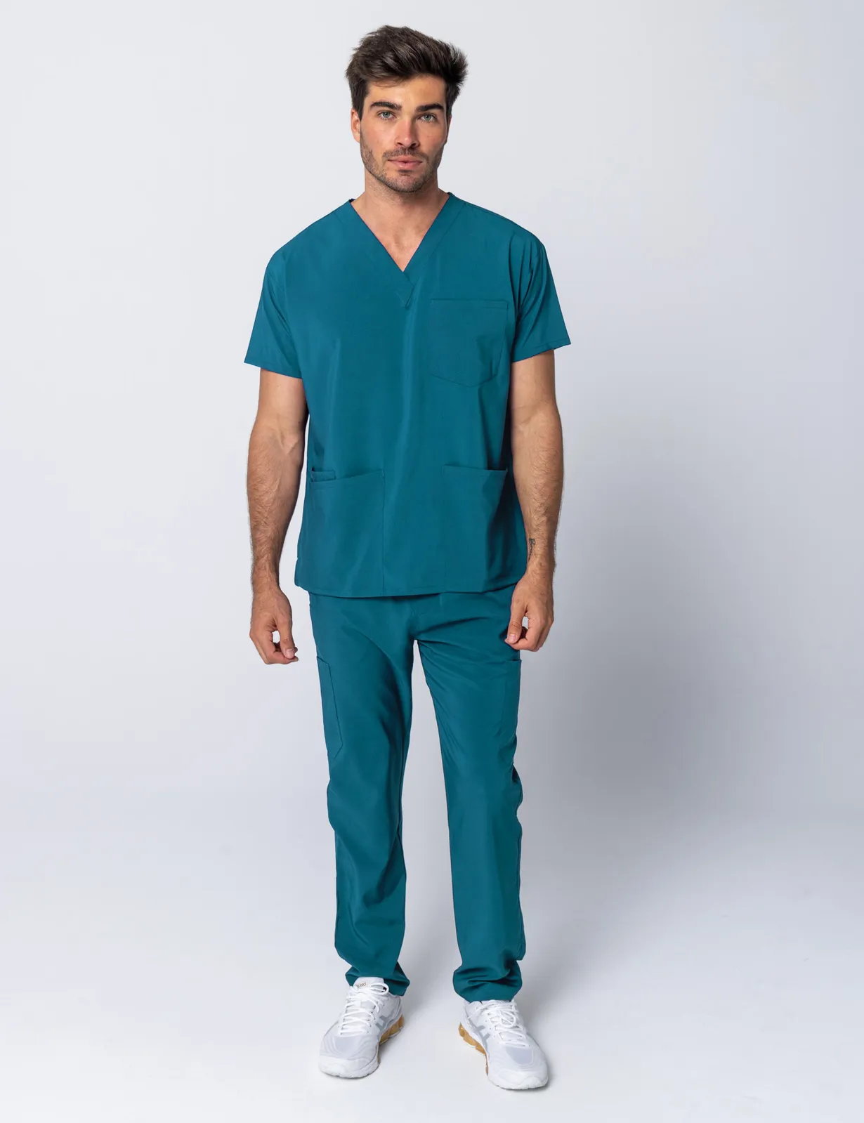 Tweed Health Super Clinic (Men's 4 Pocket Scrub Top and Pants in Emerald Tide incl Logos)