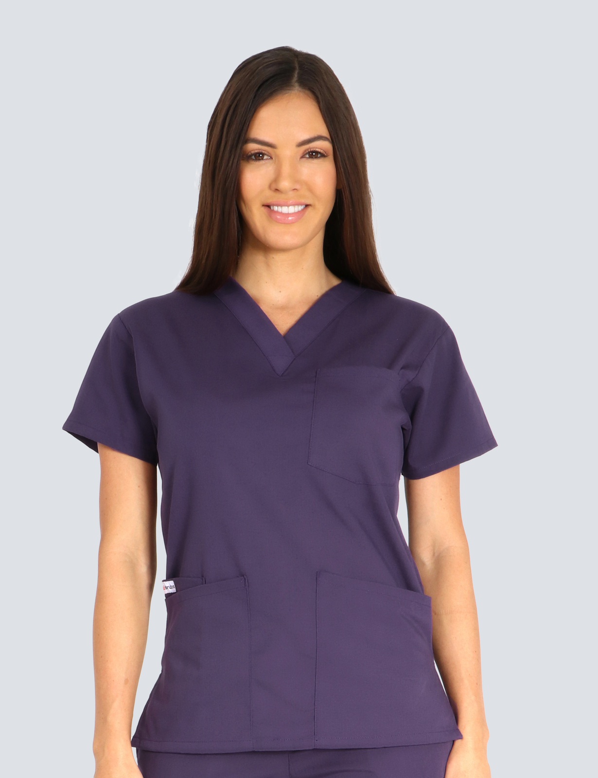 North Shore Private Hospital Nurse  Uniform Top Only Bundle (4 Pocket Top in Aubergine + Logo)
