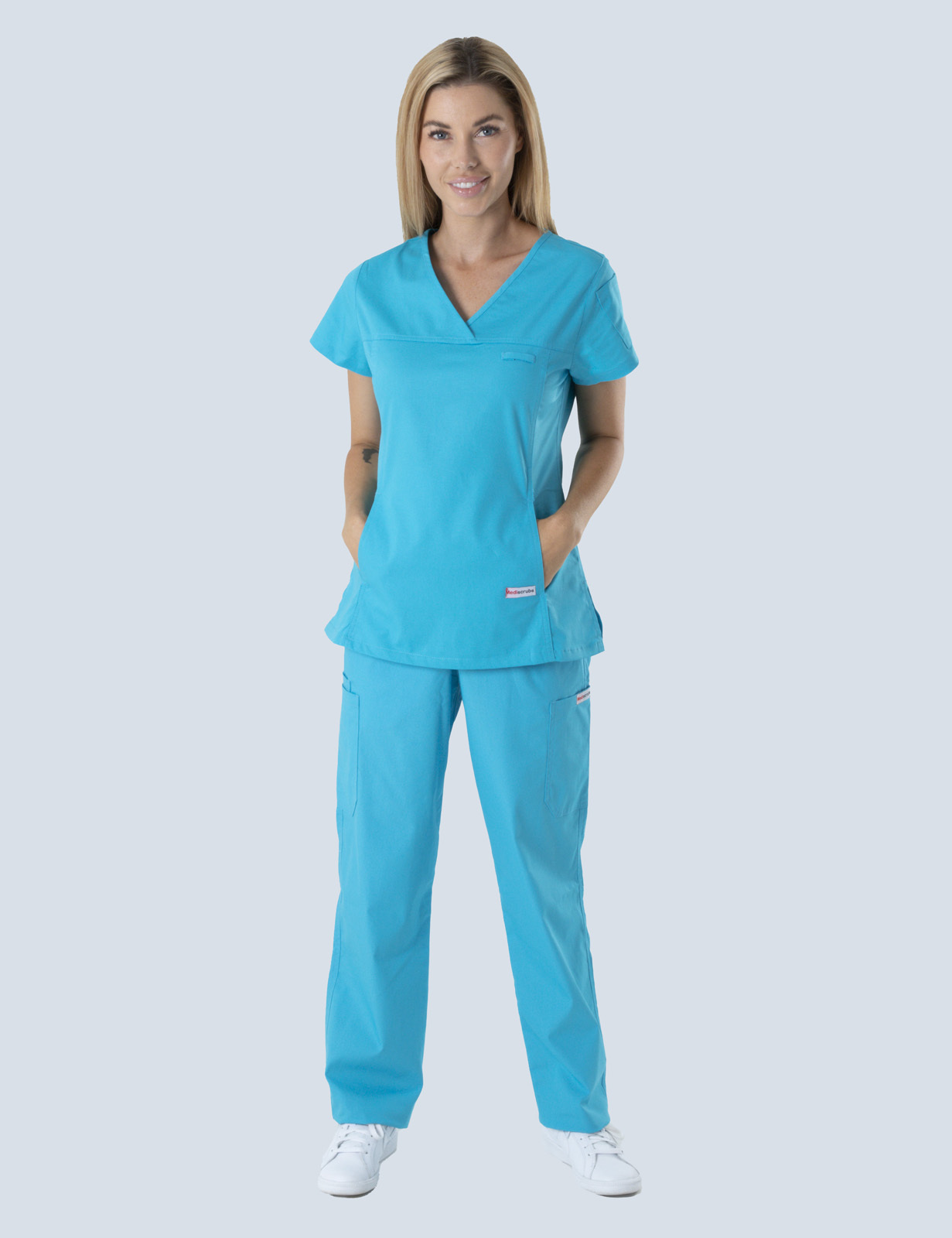 Nambour Hospital - Enrolled Nurse (Women's Fit Solid Scrub Top and Cargo Pants in Aqua incl Logos)
