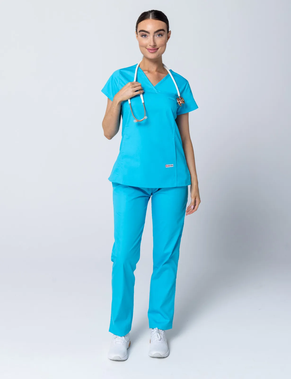 Tweed Health Super Clinic (Women's Fit Solid Scrub Top and Cargo Pants in Aqua incl Logos)