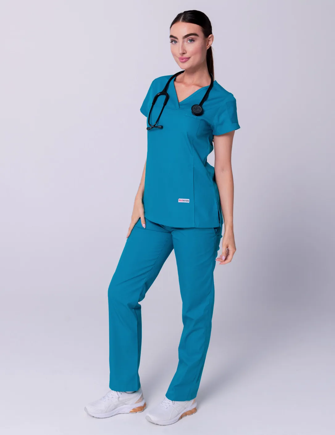 Tweed Health Super Clinic (Women's Fit Solid Scrub Top and Cargo Pants in Teal incl Logos)