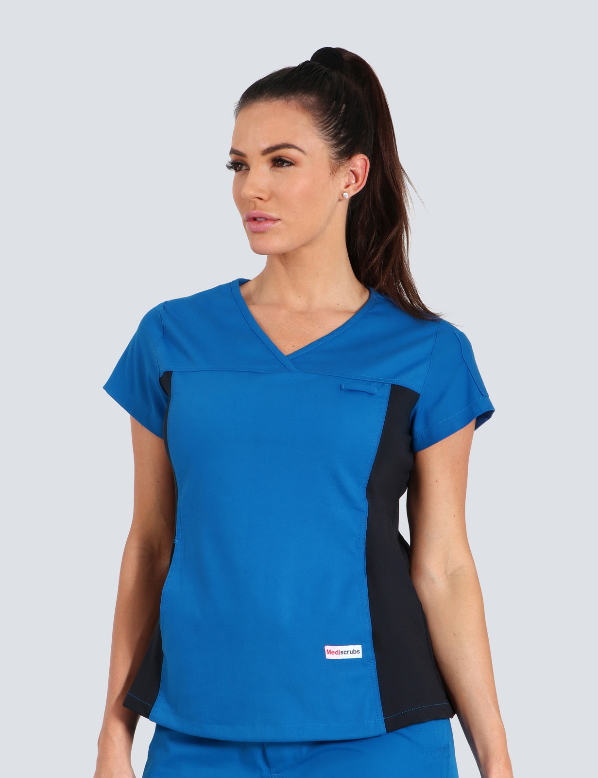 St. Vincent's Dental Centre (Women's Fit Spandex Scrub Top in Steel Grey incl Logos)