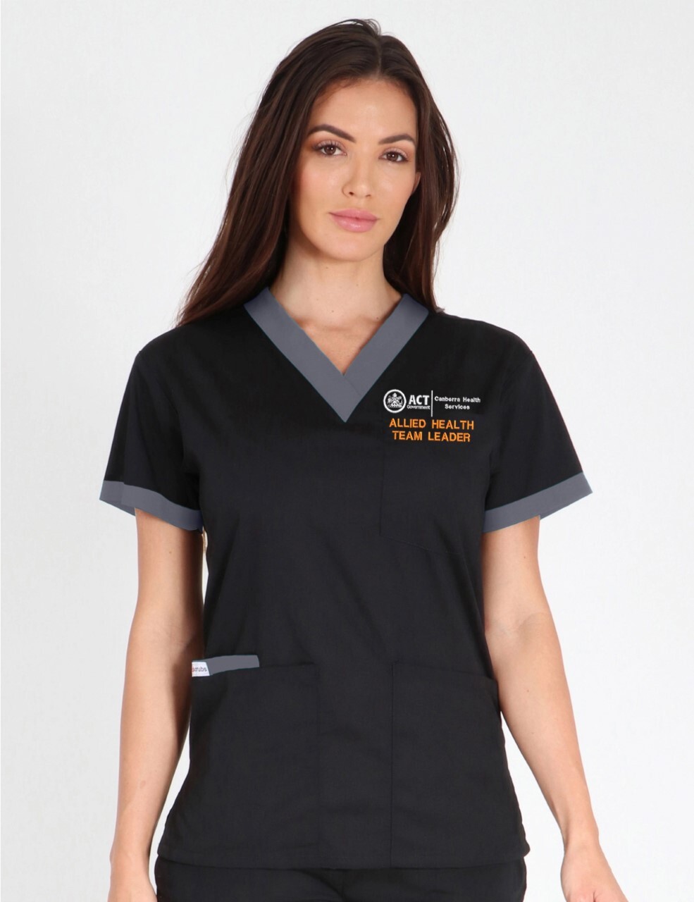 Canberra Hospital - Allied Health Team Leader (Contrast 4 Pkt in Black with Steel Grey Trim with Cargo Pants incl Logos)