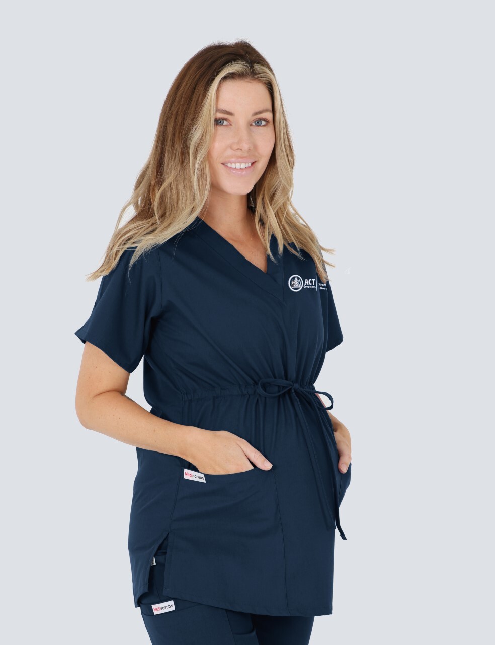 Canberra Hospital (ACT) - Acute Social Work (Maternity Scrub Top in Navy incl Logos)