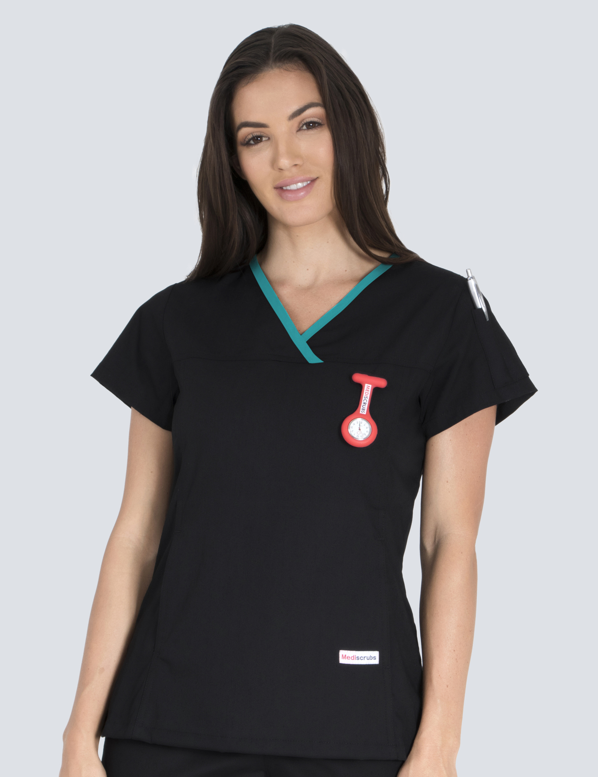 Caboolture Hospital - ICU CN (Women's Fit Solid in Black With Teal Trim incl Logos)