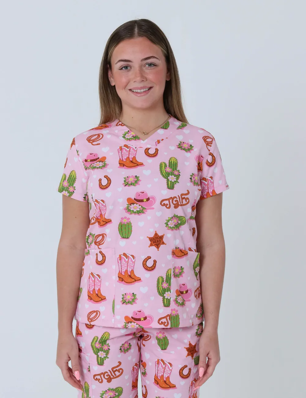 TGIF Boot Scootin' Friyay Women's Slim Fit Scrub Top