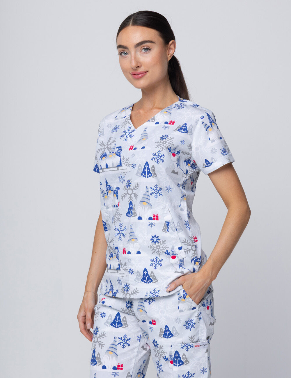 Snow Gnomes Women's Luxe Scrub Top