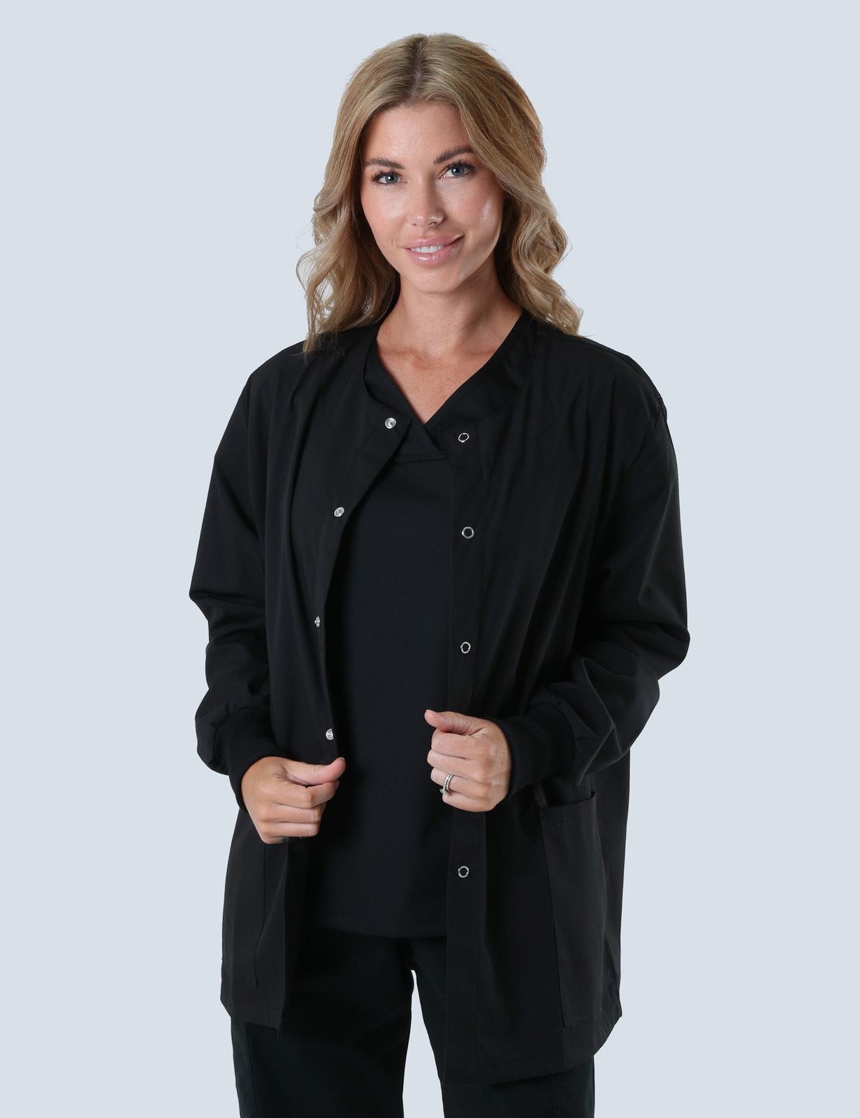 Women's Scrub Jacket - Black - 3X Large