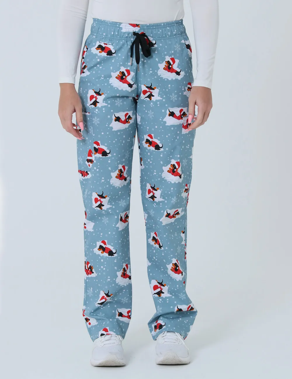 Dachshund Doggy Christmas Snuggles Cargo Scrub Pants (Unisex)