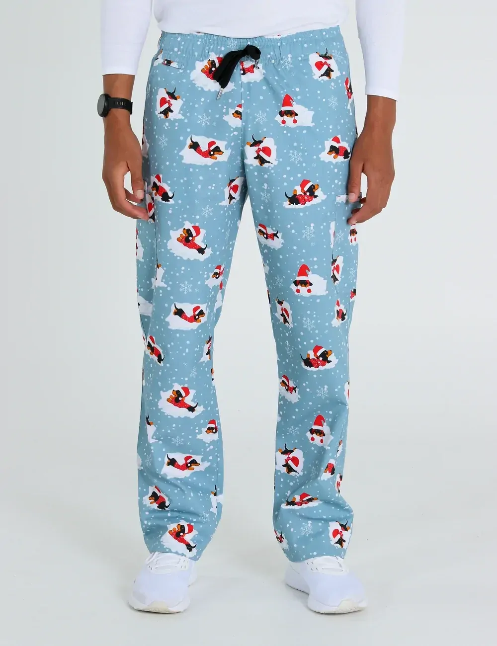 Dachshund Doggy Christmas Snuggles Men's Cargo Scrub Pants - XL